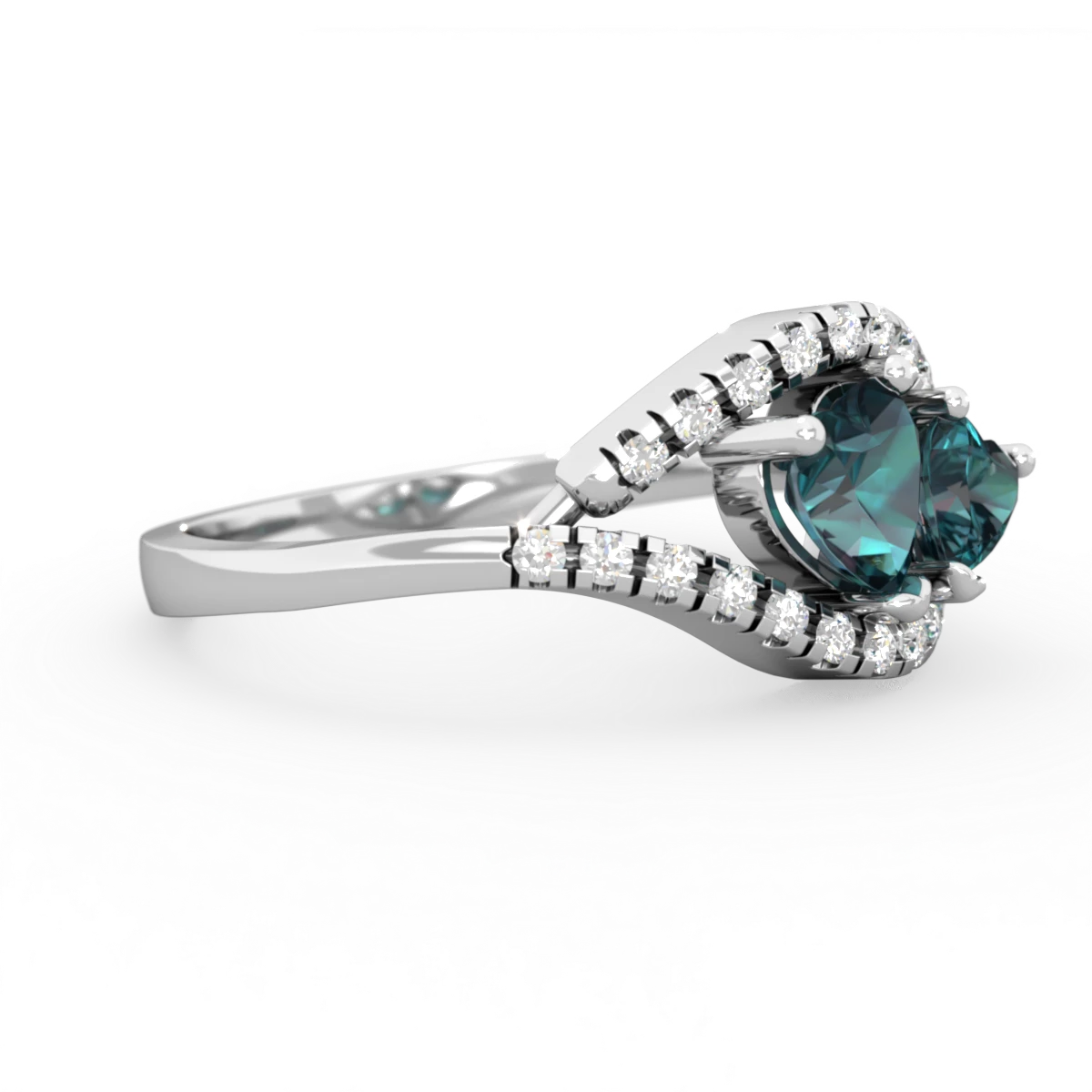 Alexandrite Mother And Child 14K White Gold ring R3010