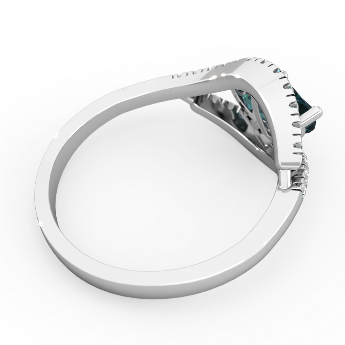 Alexandrite Mother And Child 14K White Gold ring R3010