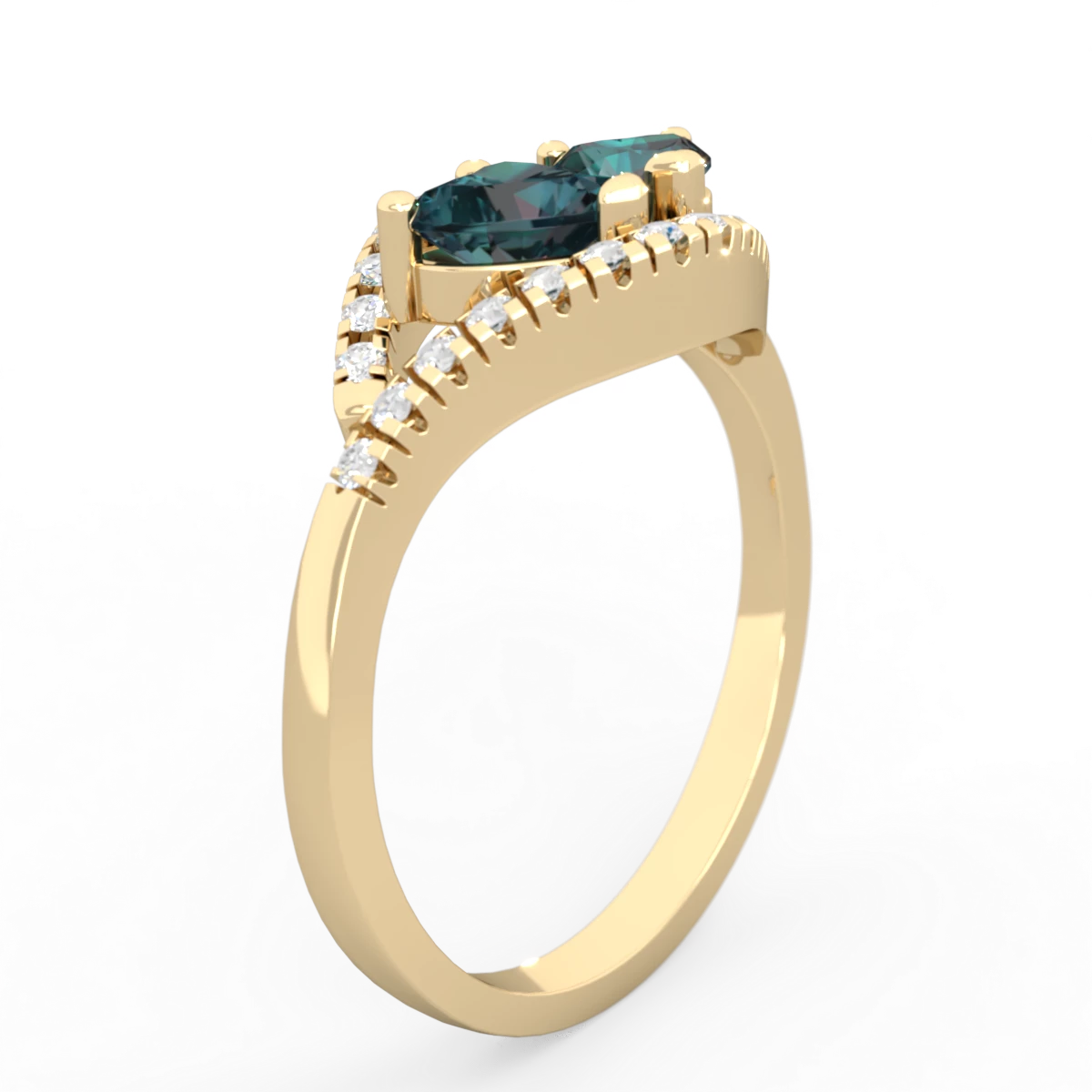 Alexandrite Mother And Child 14K Yellow Gold ring R3010