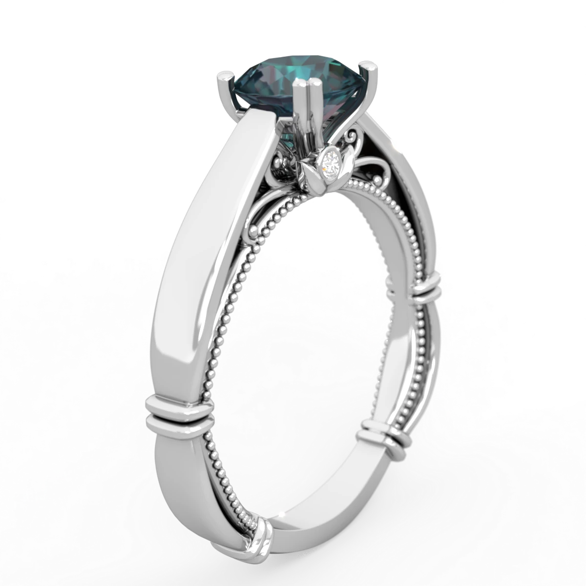 Alexandrite Renaissance 14K White Gold ring R27806RD