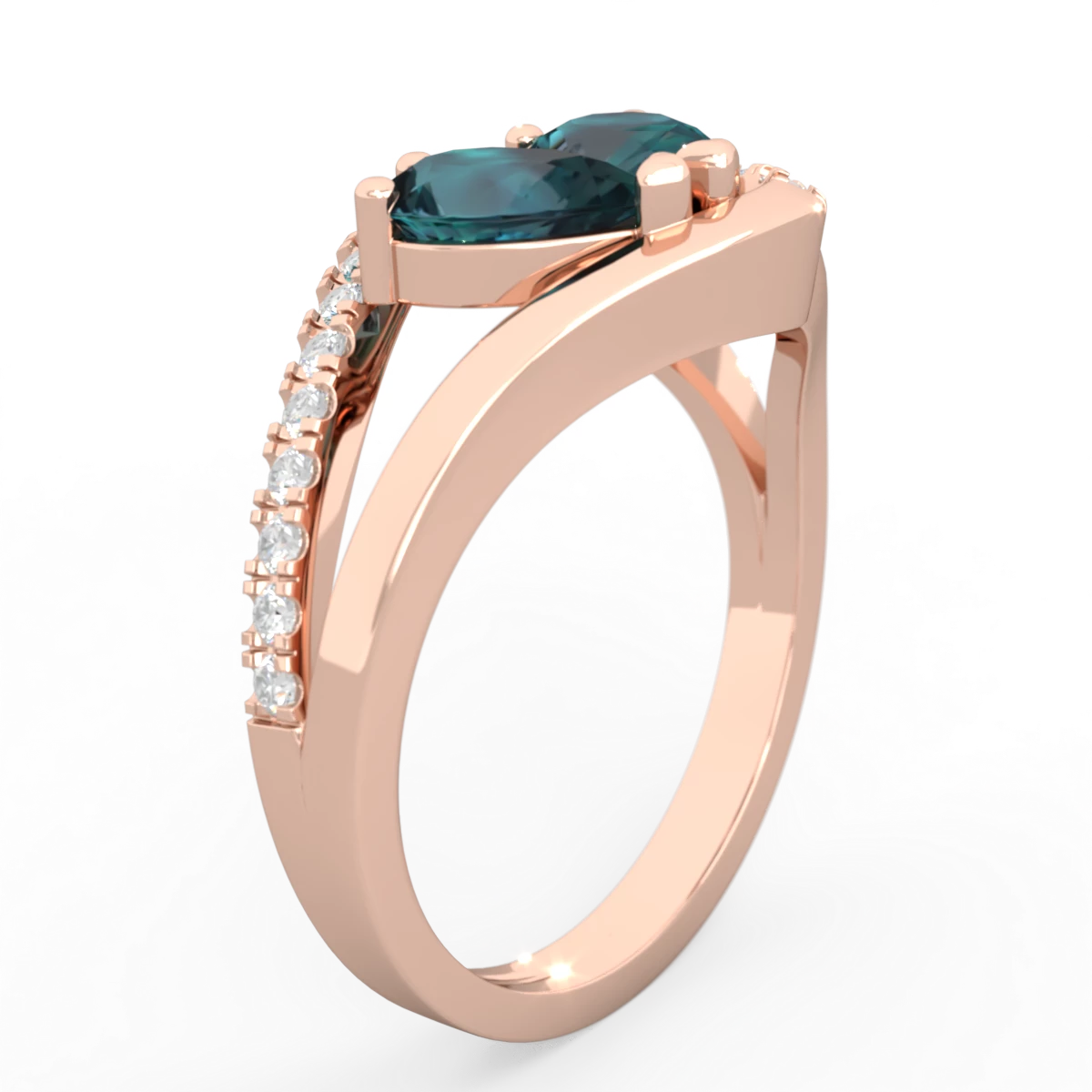 Alexandrite Nestled Heart Keepsake 14K Rose Gold ring R5650
