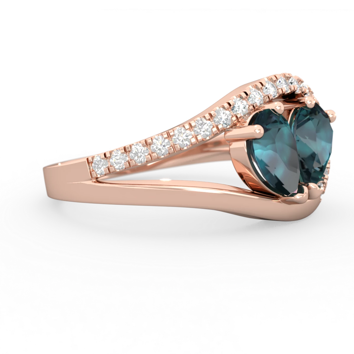 Alexandrite Nestled Heart Keepsake 14K Rose Gold ring R5650