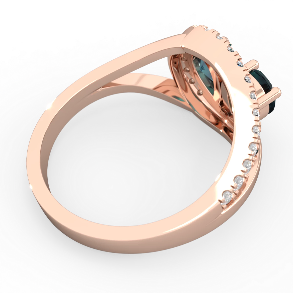 Alexandrite Nestled Heart Keepsake 14K Rose Gold ring R5650