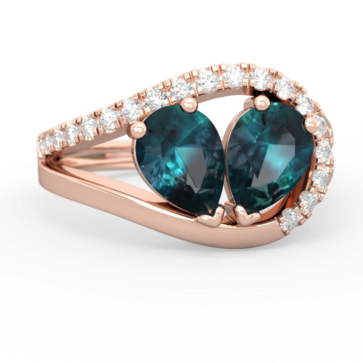 Alexandrite Nestled Heart Keepsake 14K Rose Gold ring R5650