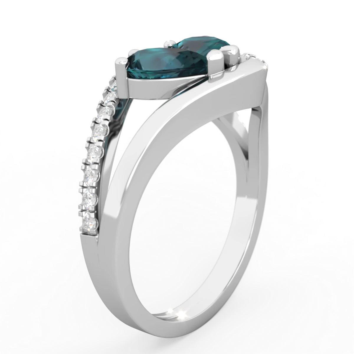 Alexandrite Nestled Heart Keepsake 14K White Gold ring R5650