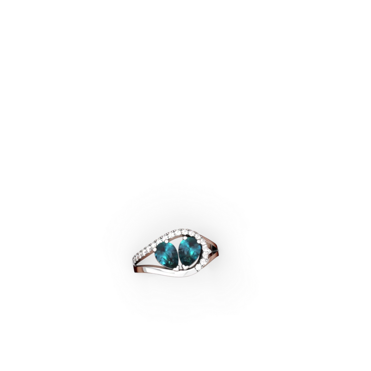 Alexandrite Nestled Heart Keepsake 14K White Gold ring R5650