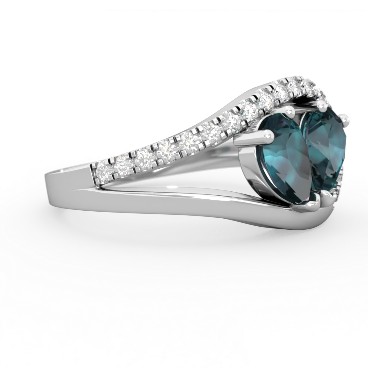 Alexandrite Nestled Heart Keepsake 14K White Gold ring R5650