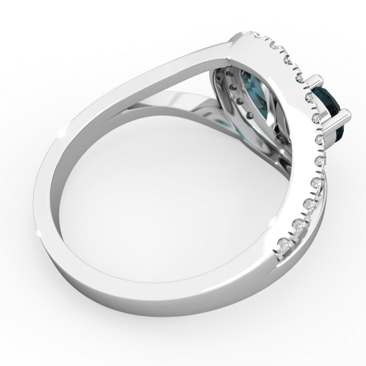 Alexandrite Nestled Heart Keepsake 14K White Gold ring R5650