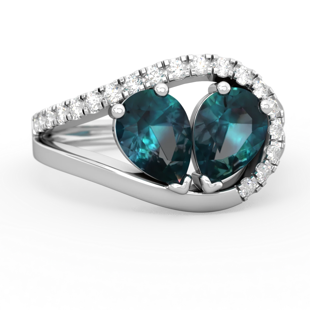 Alexandrite Nestled Heart Keepsake 14K White Gold ring R5650