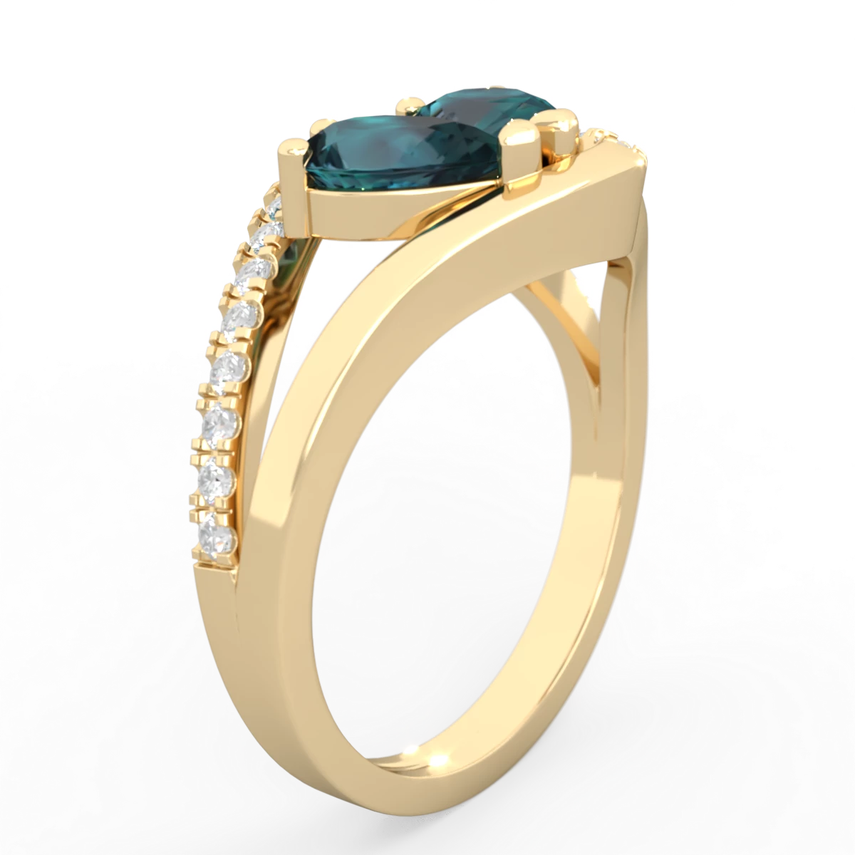 Alexandrite Nestled Heart Keepsake 14K Yellow Gold ring R5650