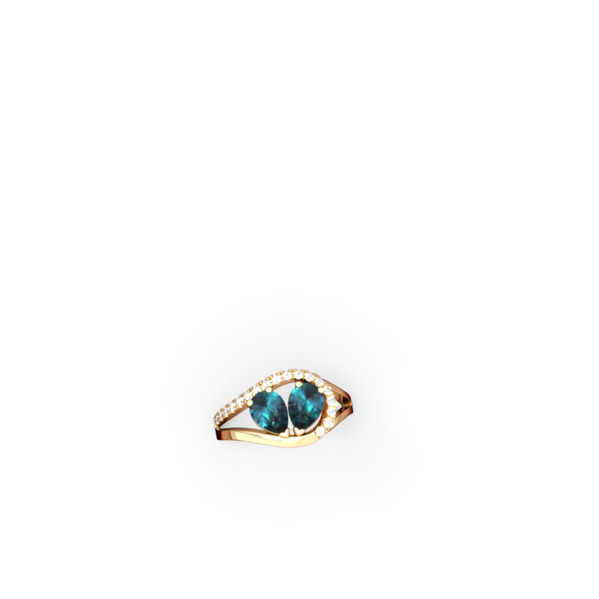 Alexandrite Nestled Heart Keepsake 14K Yellow Gold ring R5650