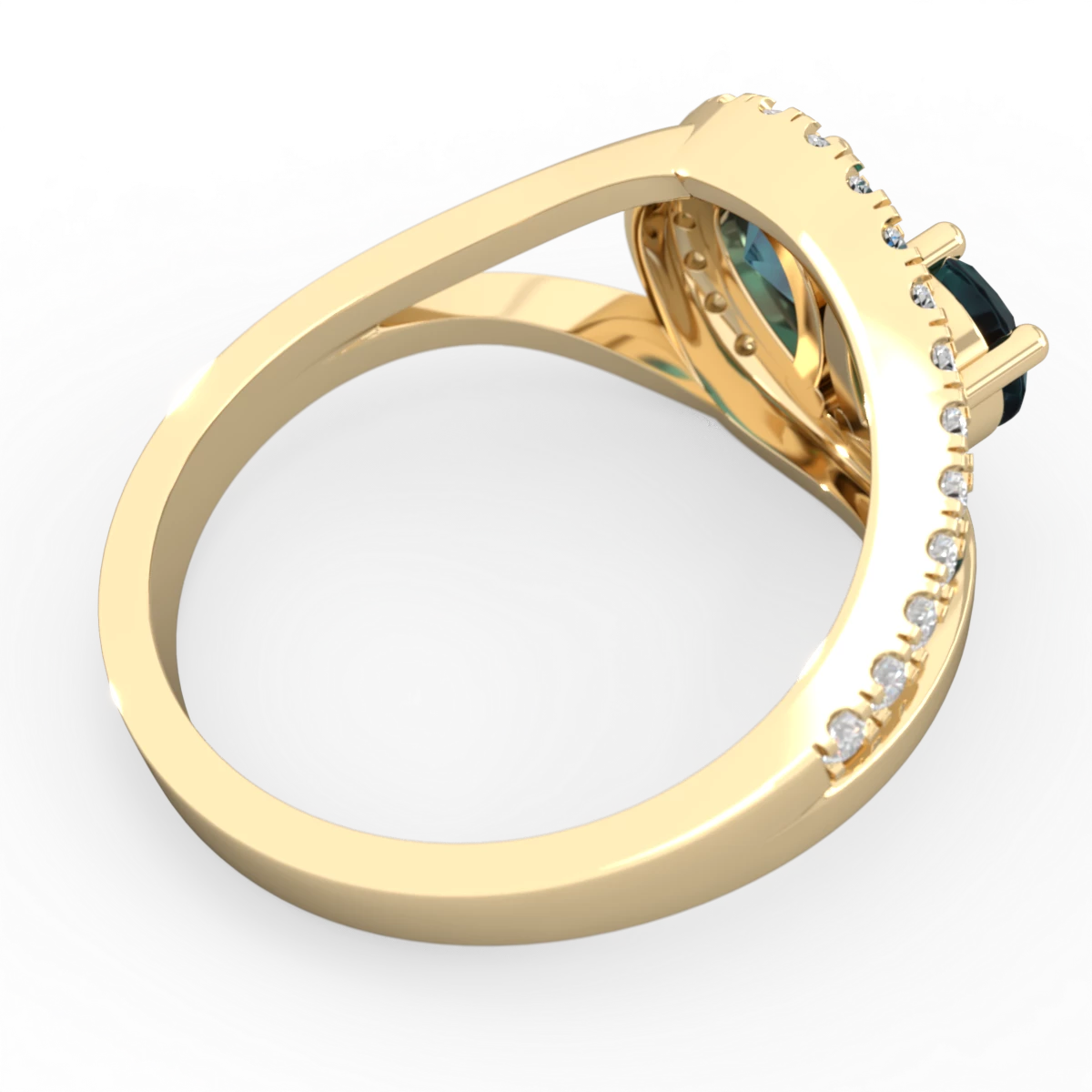 Alexandrite Nestled Heart Keepsake 14K Yellow Gold ring R5650