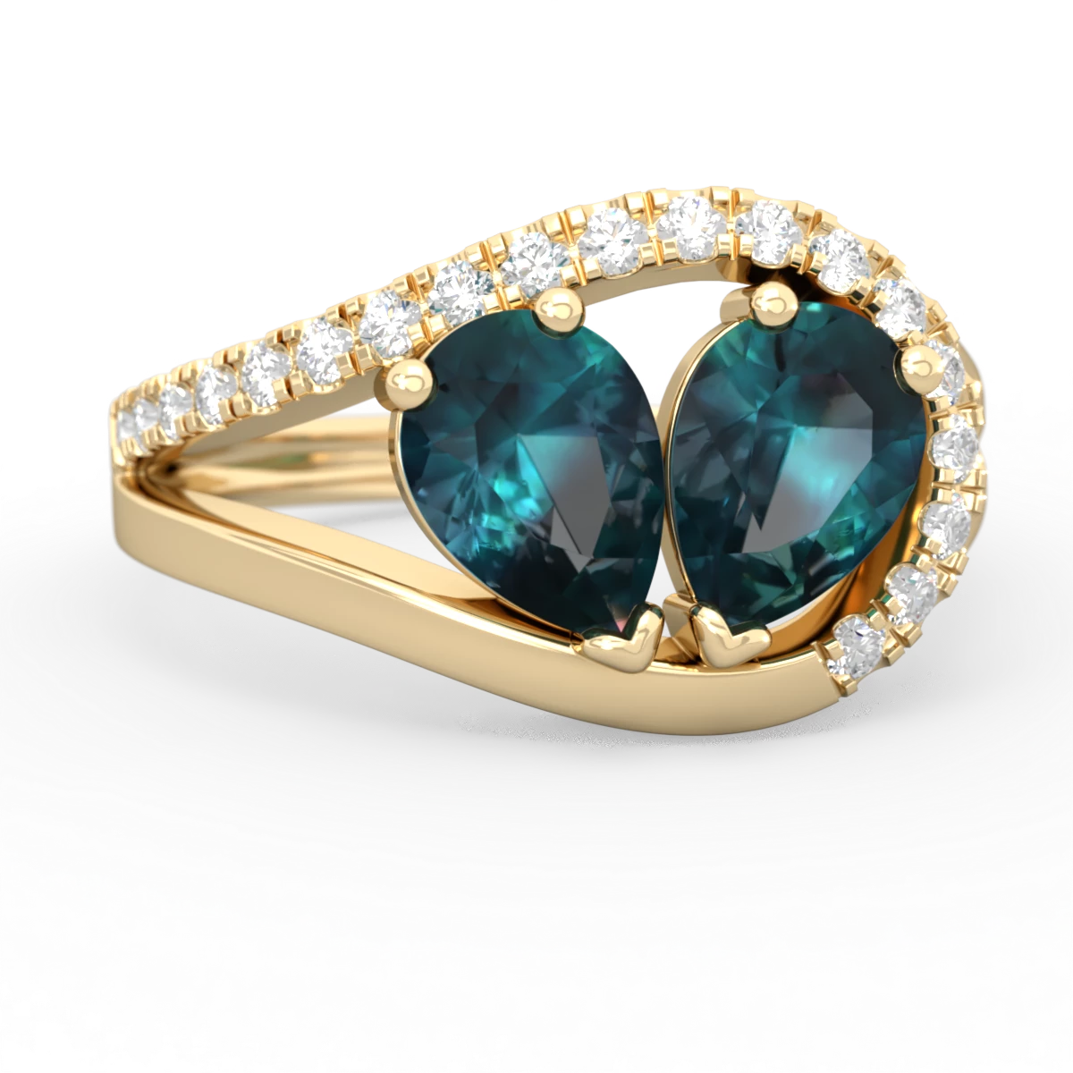 Alexandrite Nestled Heart Keepsake 14K Yellow Gold ring R5650