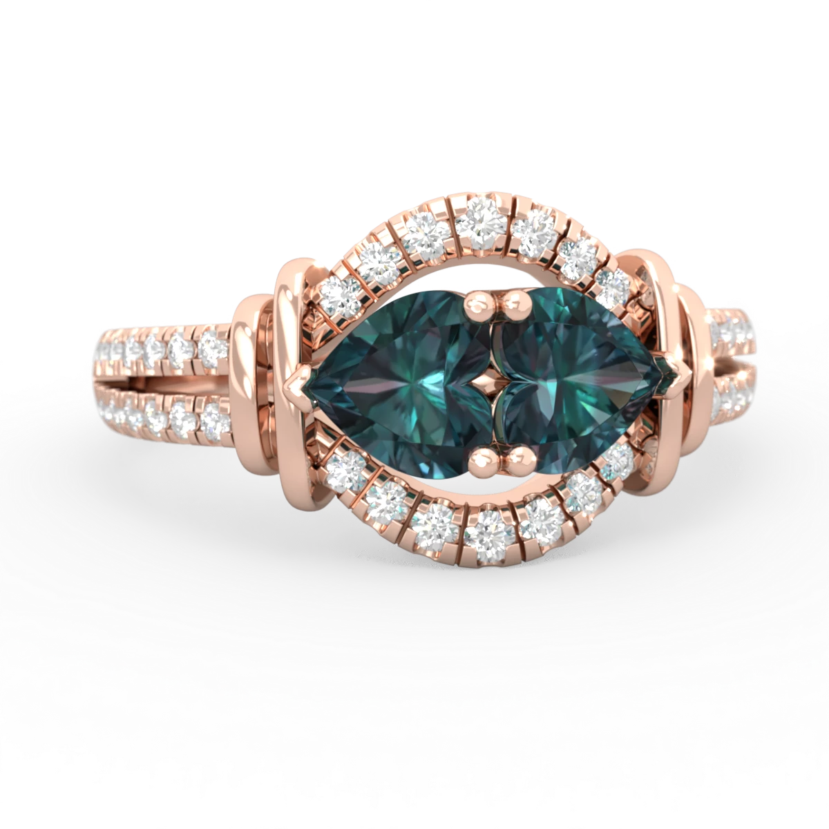 Alexandrite Art-Deco Keepsake 14K Rose Gold ring R5630