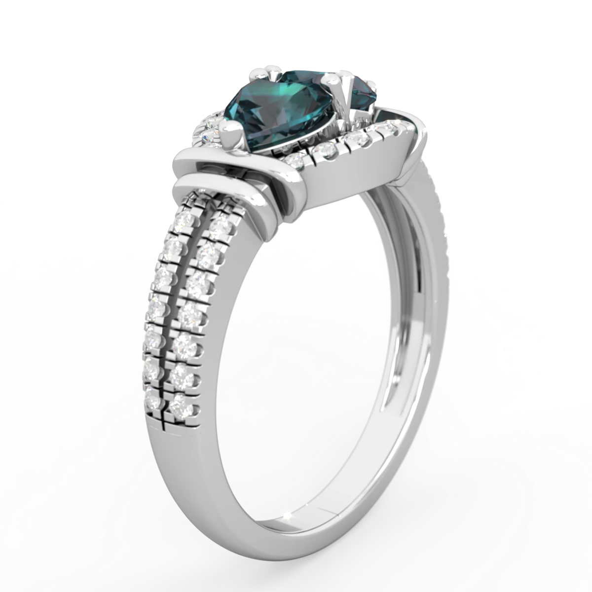 Alexandrite Art-Deco Keepsake 14K White Gold ring R5630