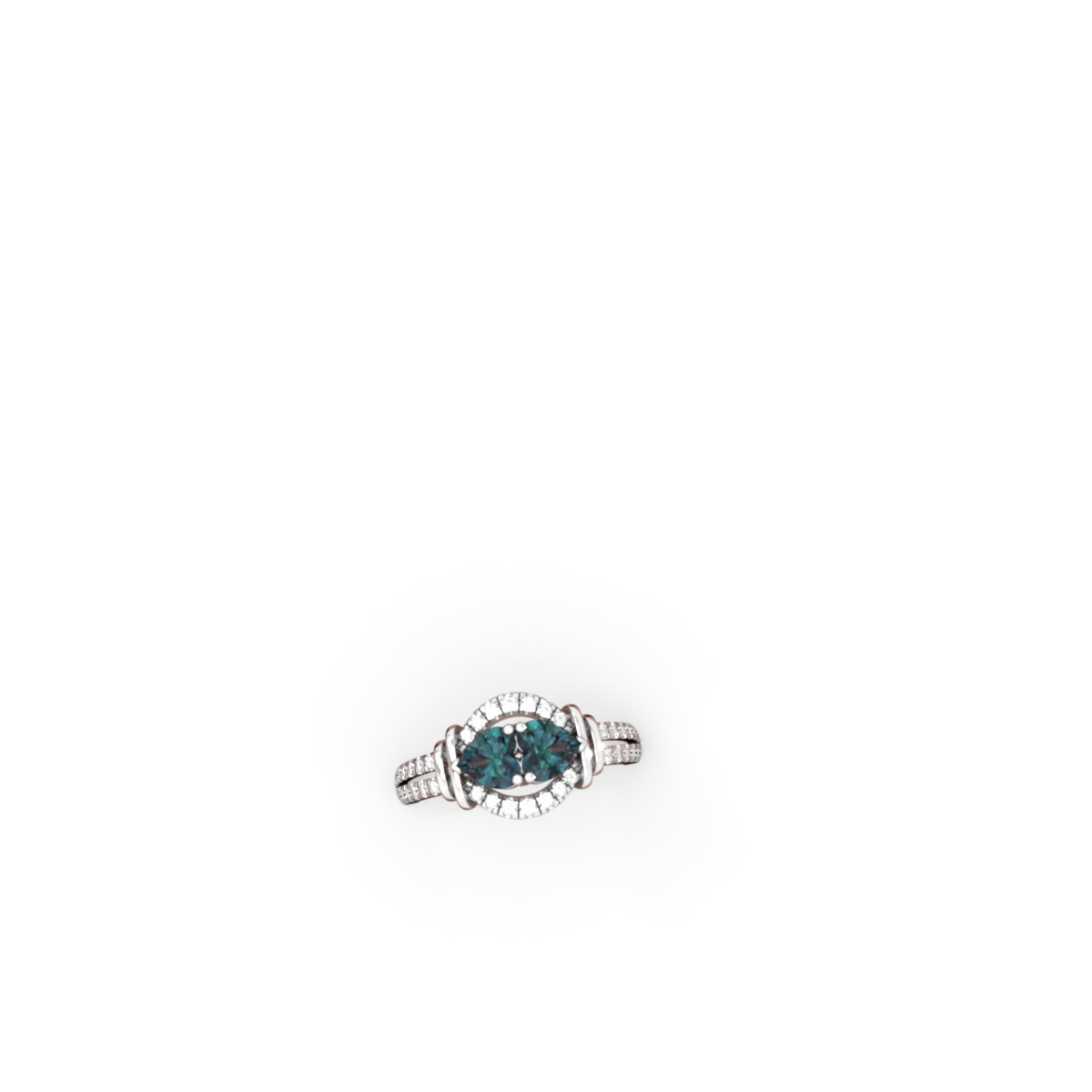 Alexandrite Art-Deco Keepsake 14K White Gold ring R5630