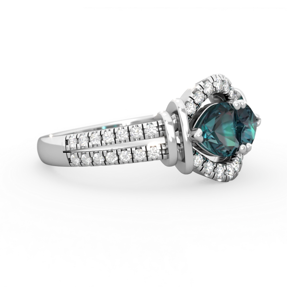 Alexandrite Art-Deco Keepsake 14K White Gold ring R5630