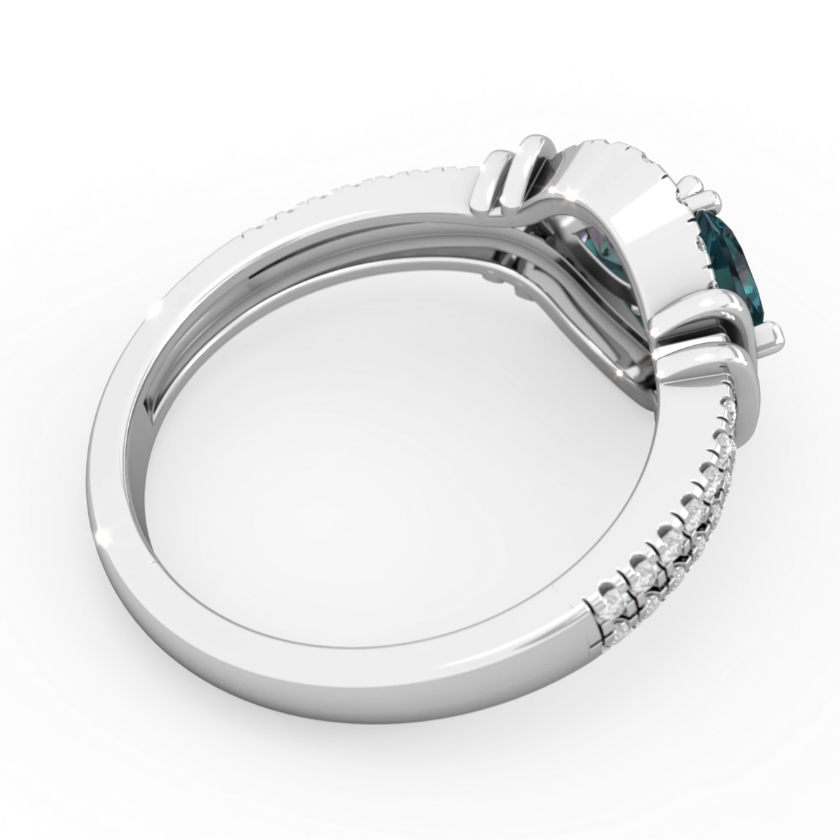 Alexandrite Art-Deco Keepsake 14K White Gold ring R5630