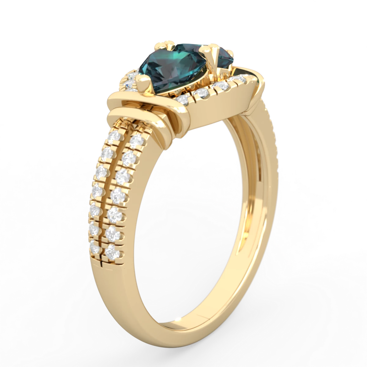Alexandrite Art-Deco Keepsake 14K Yellow Gold ring R5630