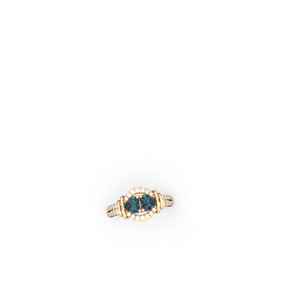 Alexandrite Art-Deco Keepsake 14K Yellow Gold ring R5630