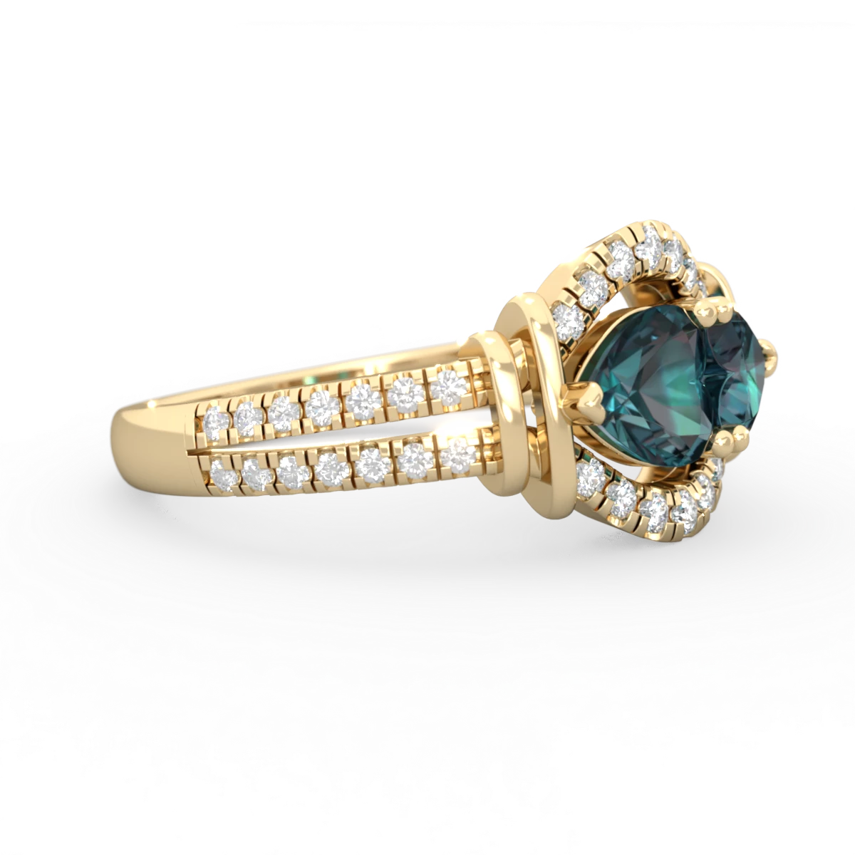 Alexandrite Art-Deco Keepsake 14K Yellow Gold ring R5630