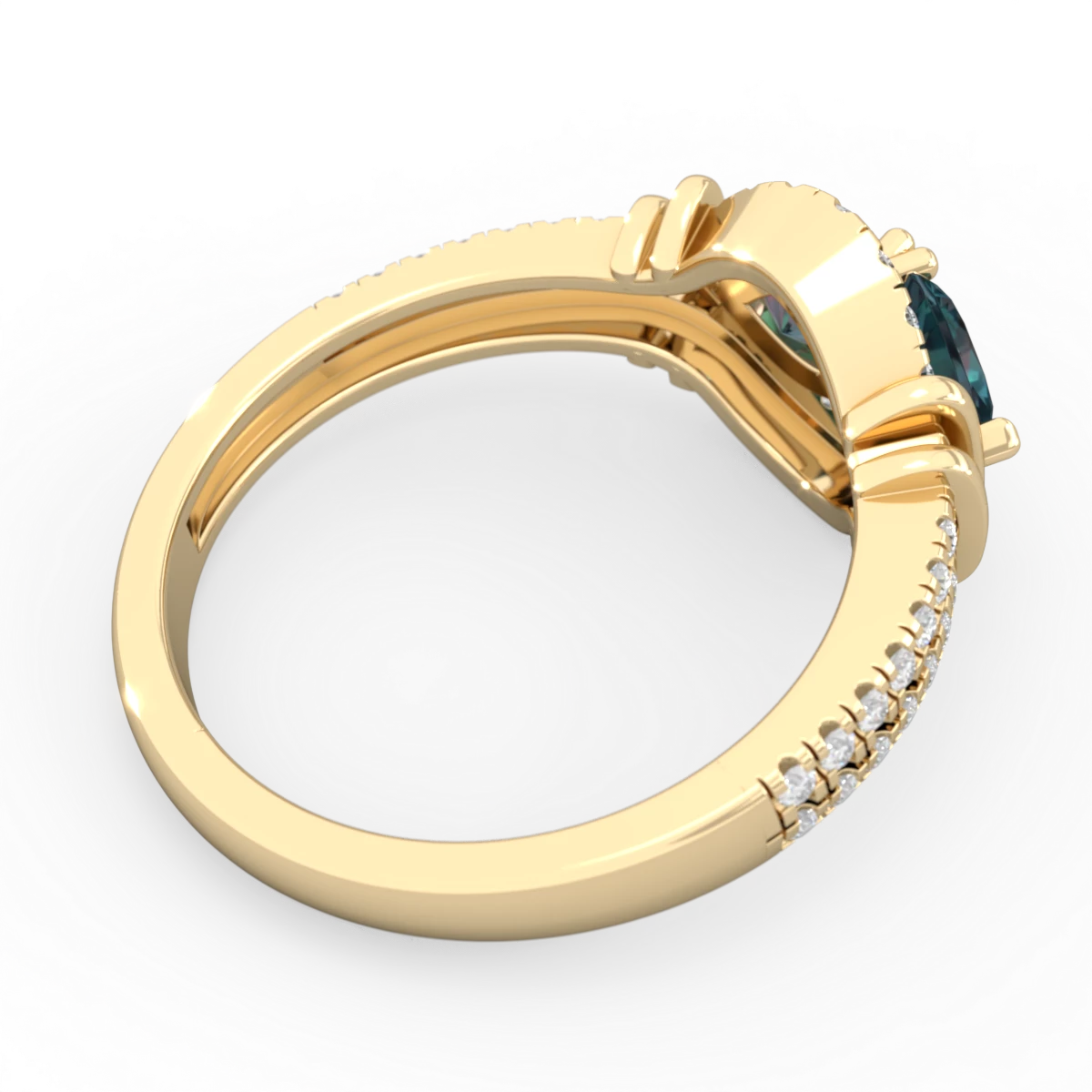 Alexandrite Art-Deco Keepsake 14K Yellow Gold ring R5630