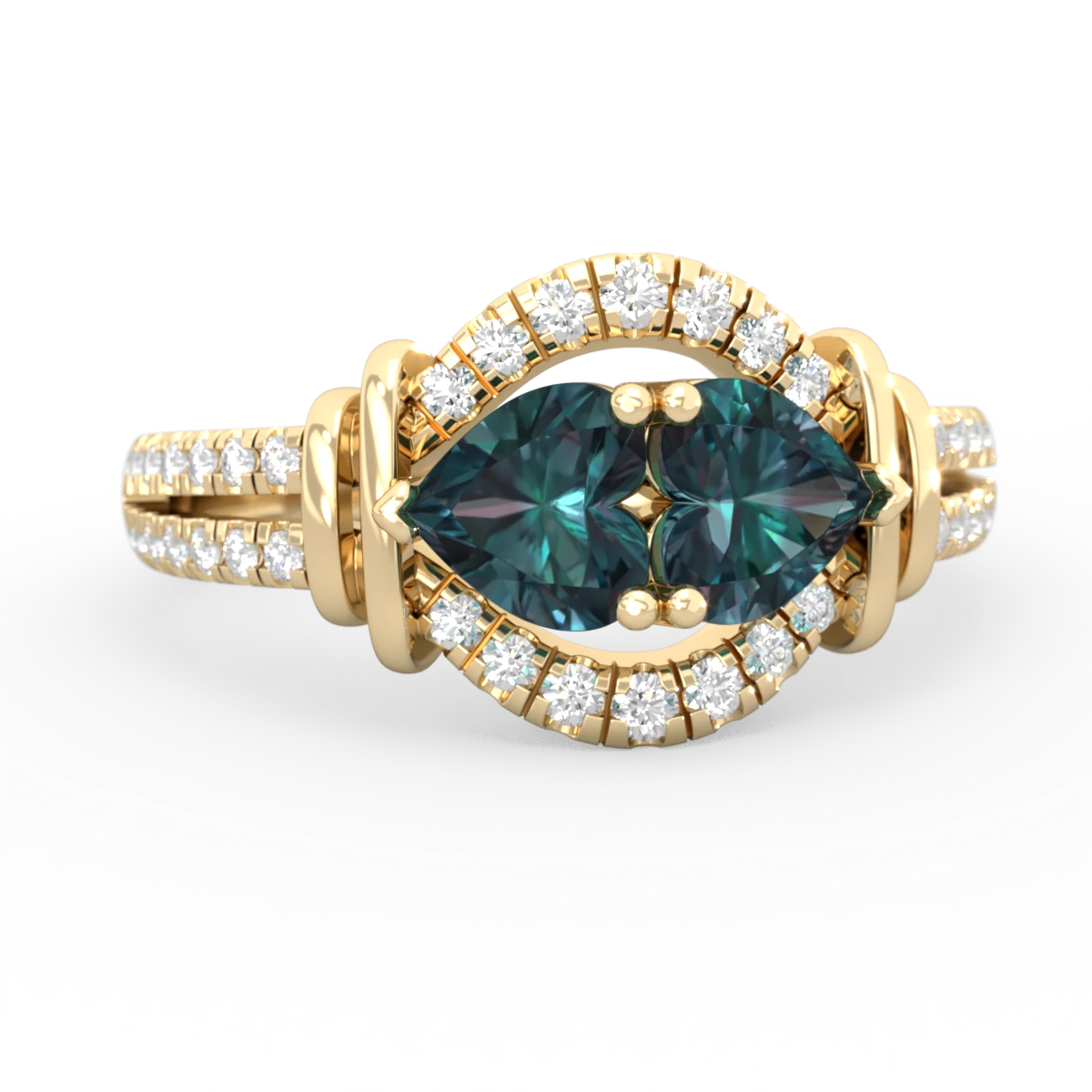 Alexandrite Art-Deco Keepsake 14K Yellow Gold ring R5630