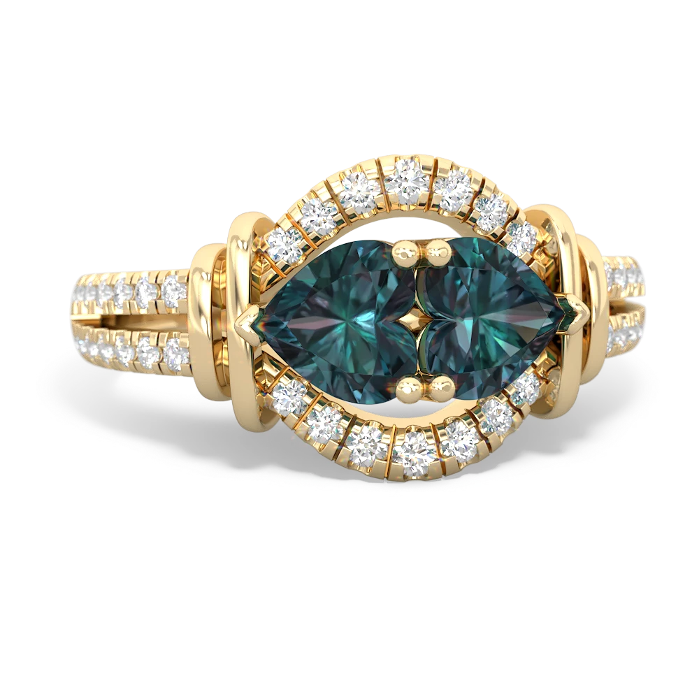 Alexandrite Art-Deco Keepsake 14K Yellow Gold ring R5630