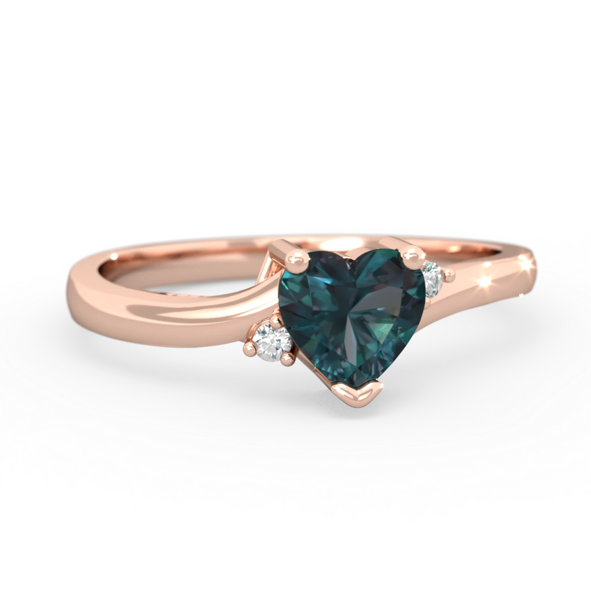 Alexandrite Delicate Heart 14K Rose Gold ring R0203