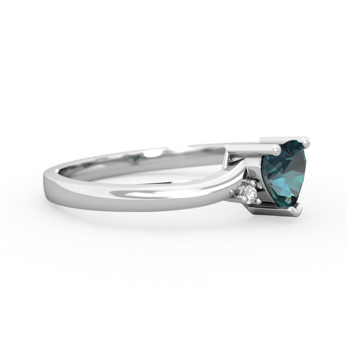 Alexandrite Delicate Heart 14K White Gold ring R0203