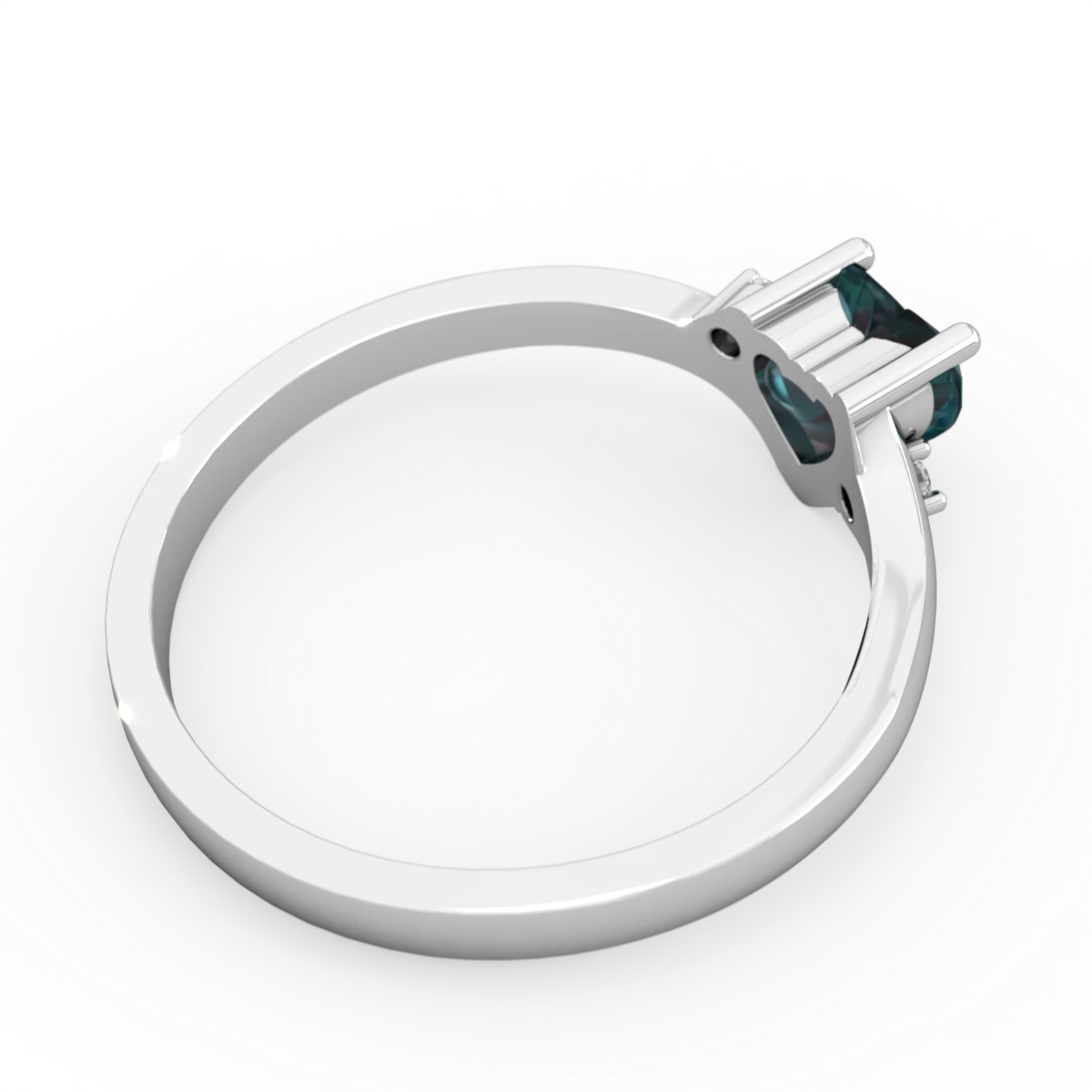 Alexandrite Delicate Heart 14K White Gold ring R0203