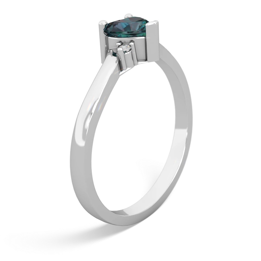 Alexandrite Delicate Heart 14K White Gold ring R0203