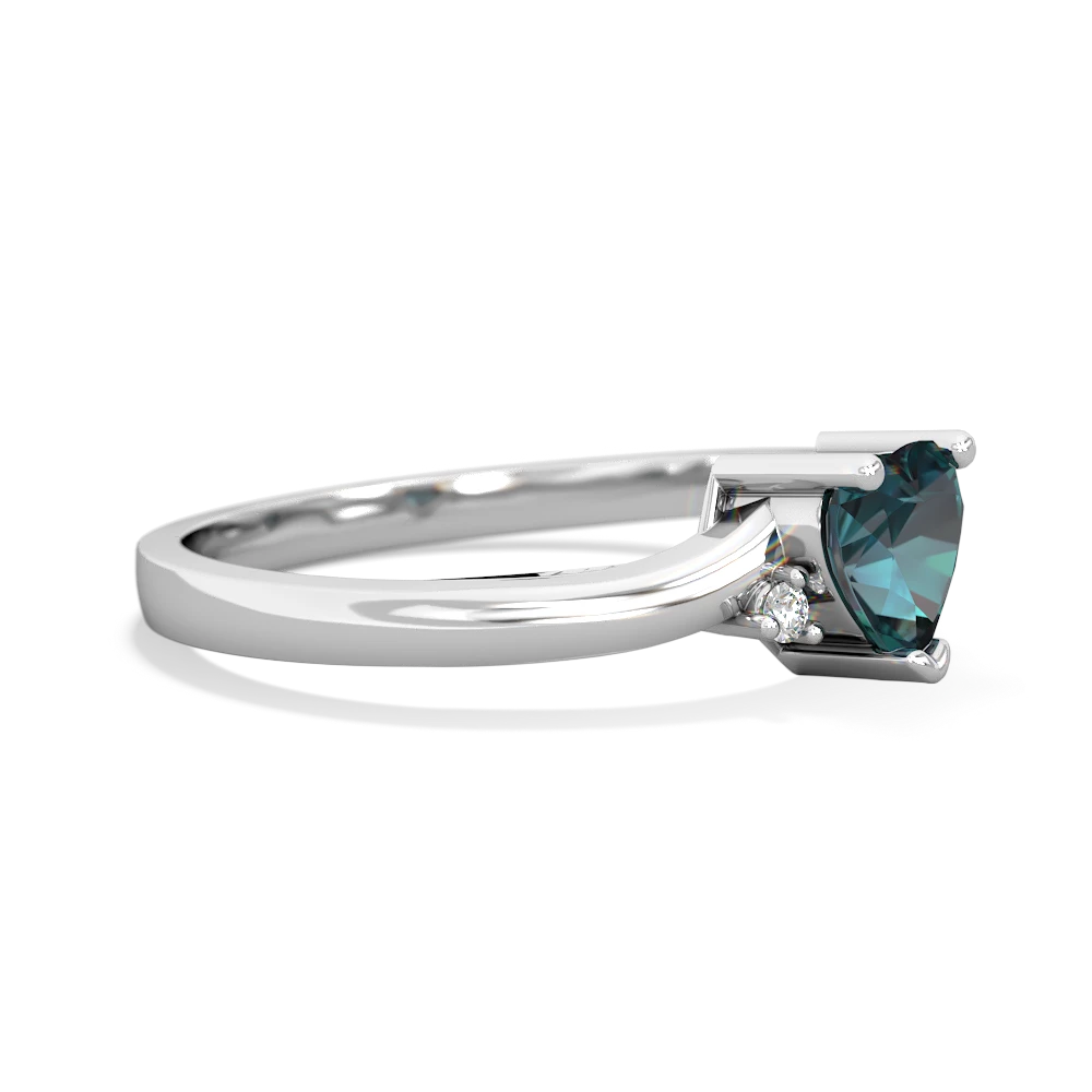 Alexandrite Delicate Heart 14K White Gold ring R0203