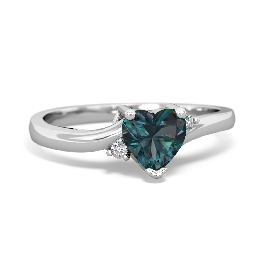 Alexandrite Delicate Heart 14K White Gold ring R0203