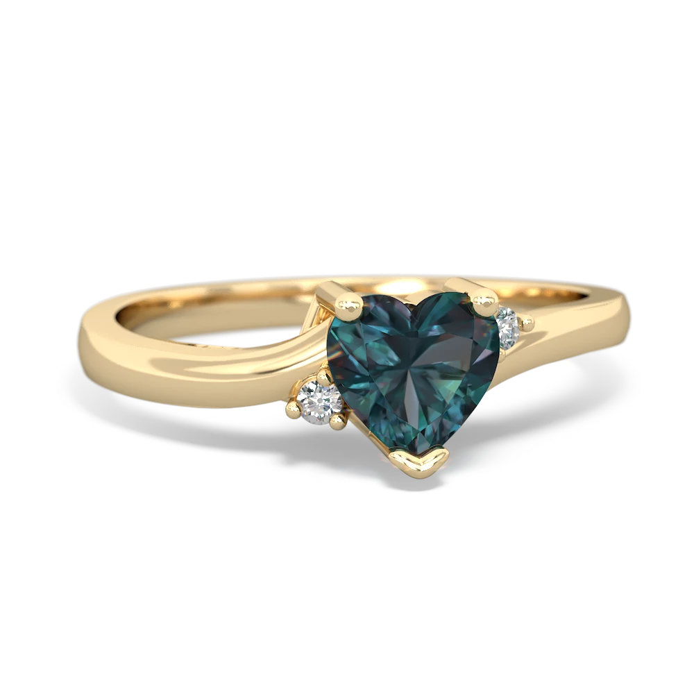 Alexandrite Delicate Heart 14K Yellow Gold ring R0203