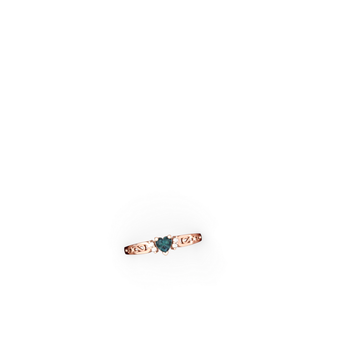 Alexandrite Filligree Scroll Heart 14K Rose Gold ring R2429