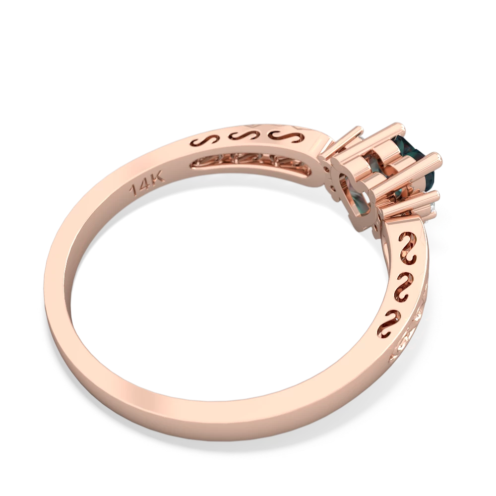 Alexandrite Filligree Scroll Heart 14K Rose Gold ring R2429