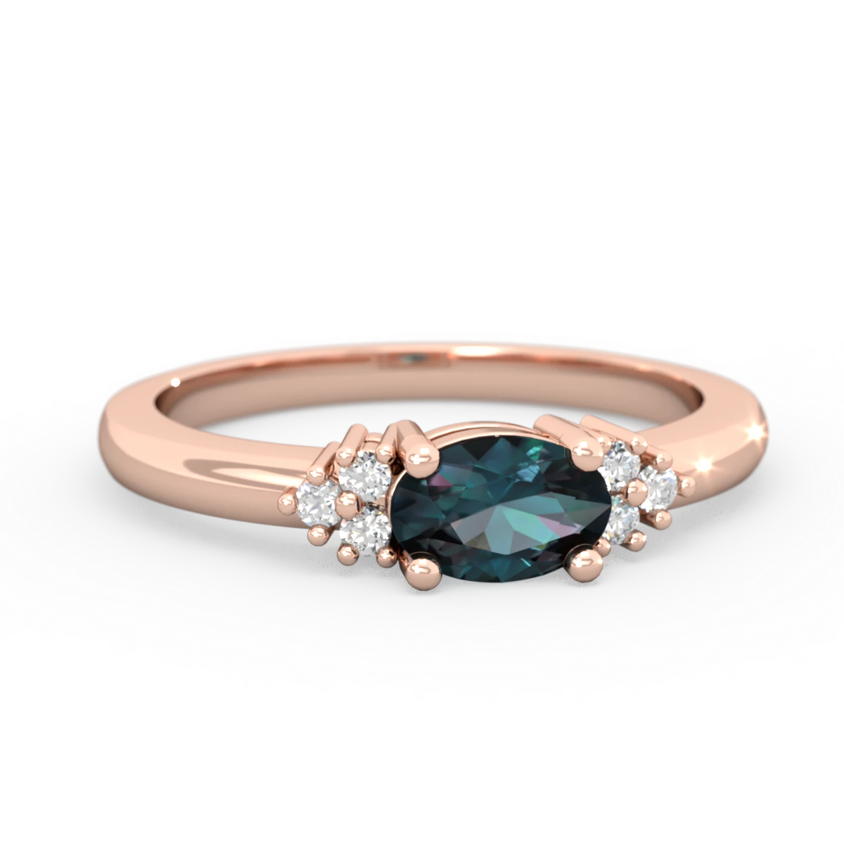 Alexandrite Simply Elegant East-West 14K Rose Gold ring R2480