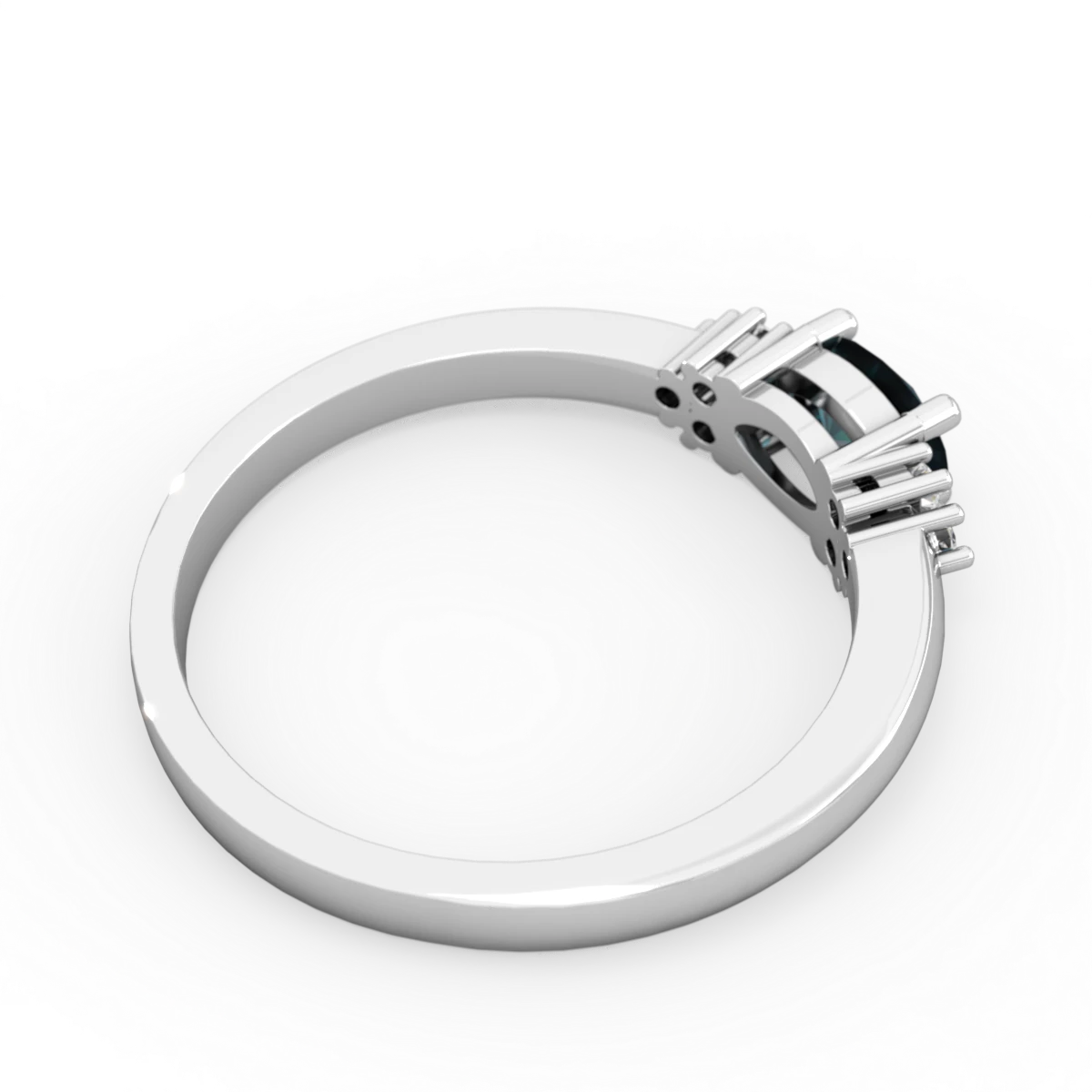 Alexandrite Simply Elegant East-West 14K White Gold ring R2480