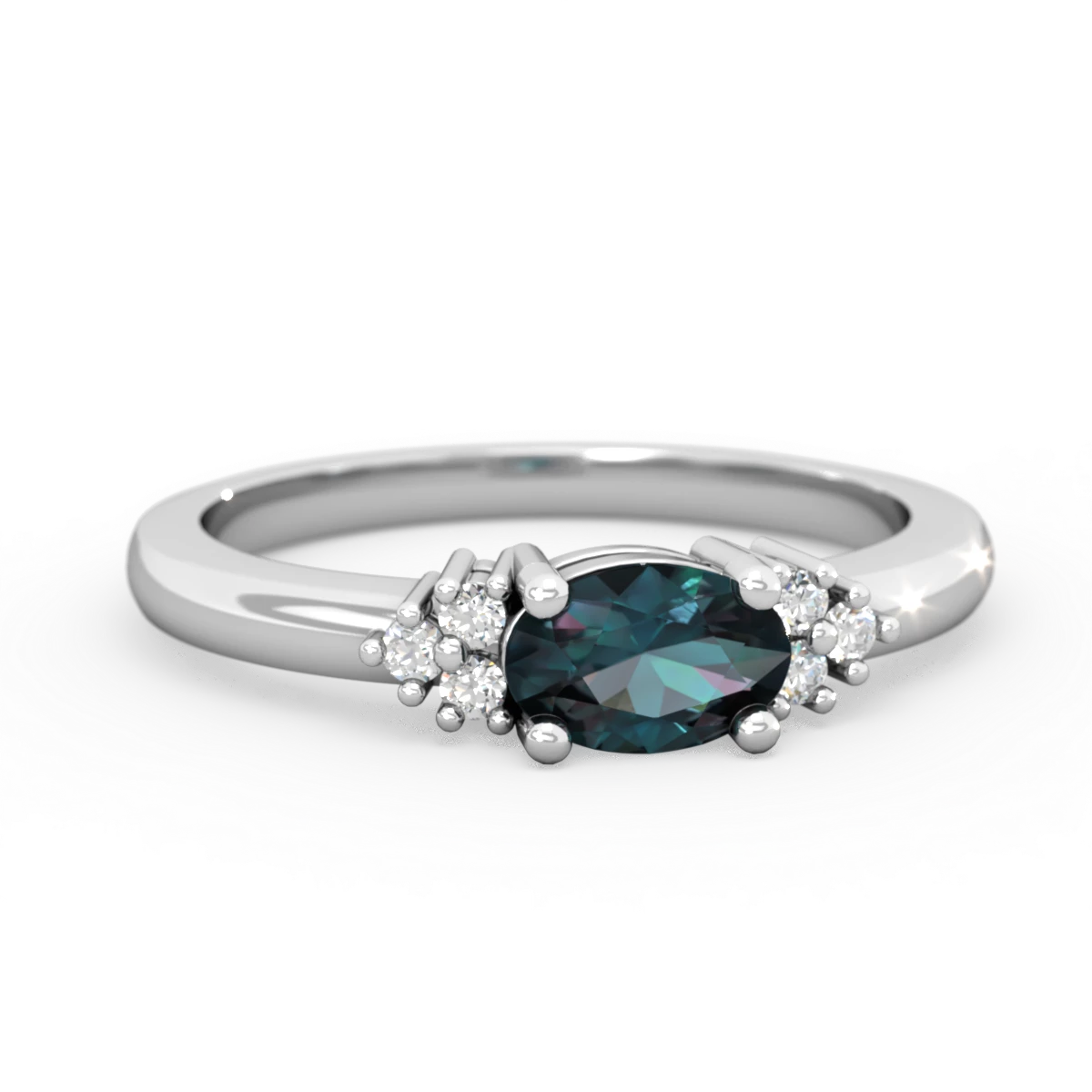 Alexandrite Simply Elegant East-West 14K White Gold ring R2480