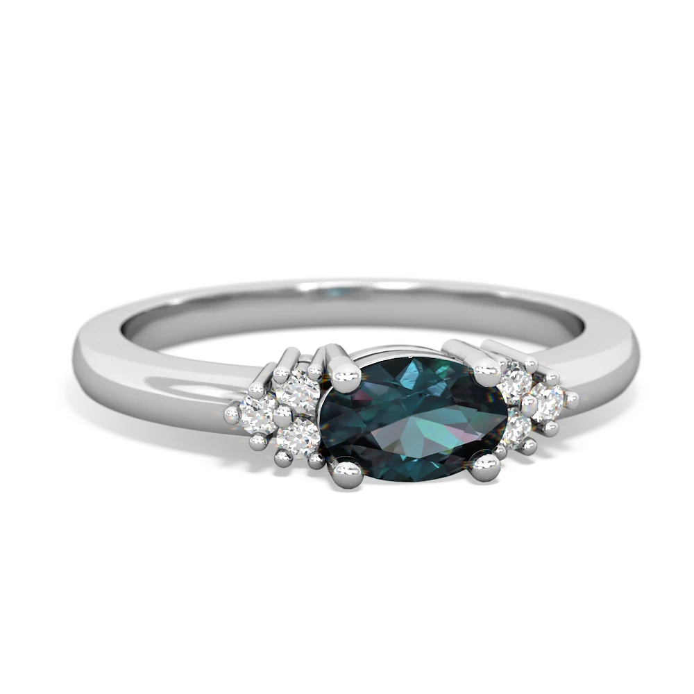 Alexandrite Simply Elegant East-West 14K White Gold ring R2480