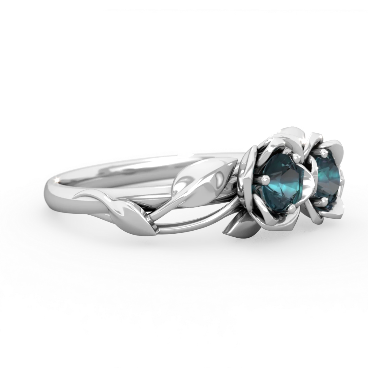 Alexandrite Rose Garden 14K White Gold ring R5510