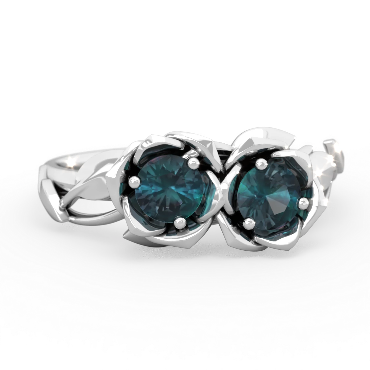 Alexandrite Rose Garden 14K White Gold ring R5510