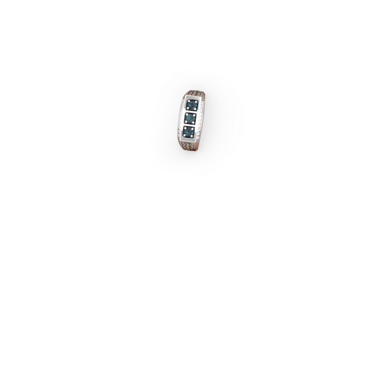 Alexandrite Three Stone Tire Tread Men's 14K White Gold ring R0520