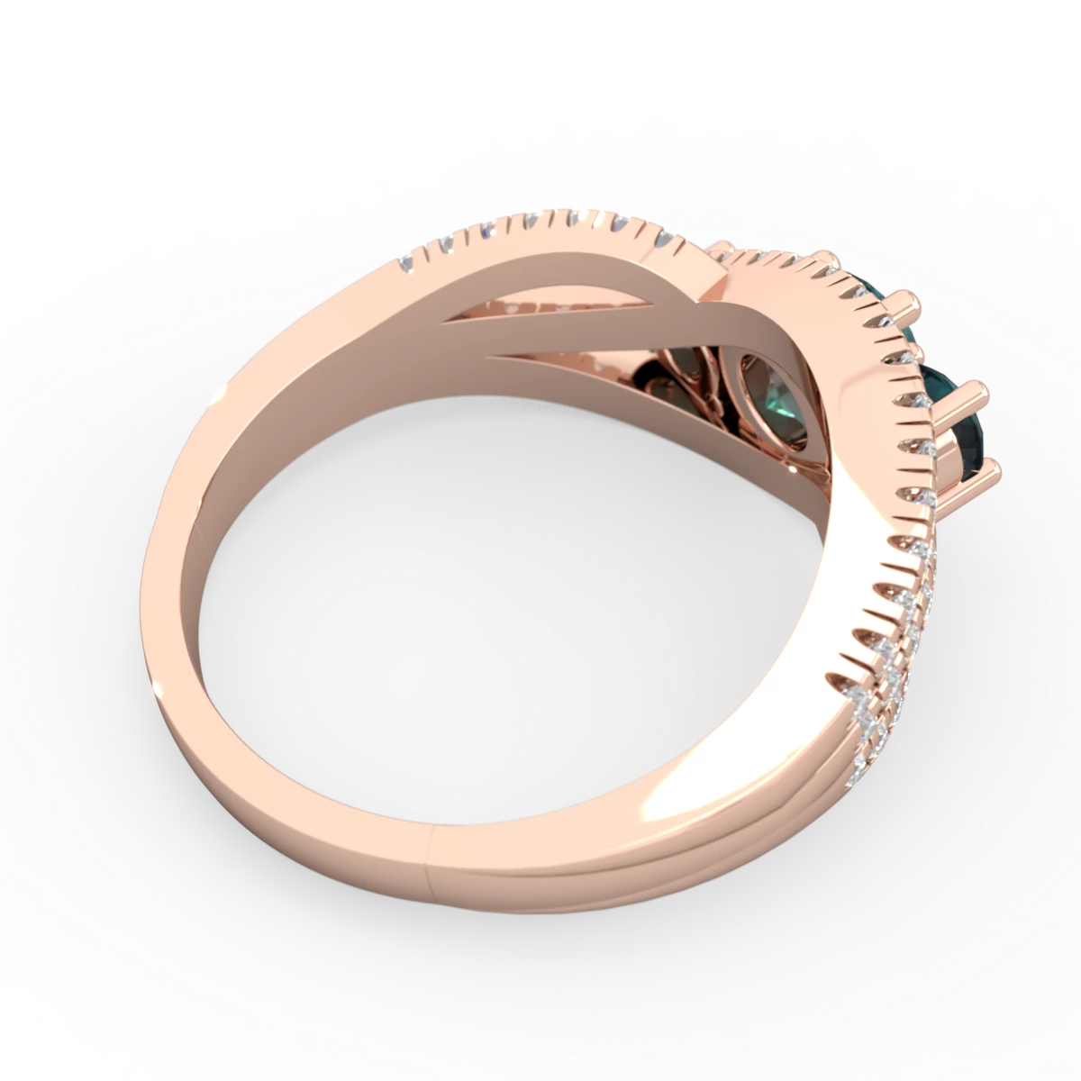 Alexandrite Three Stone Aurora 14K Rose Gold ring R3080