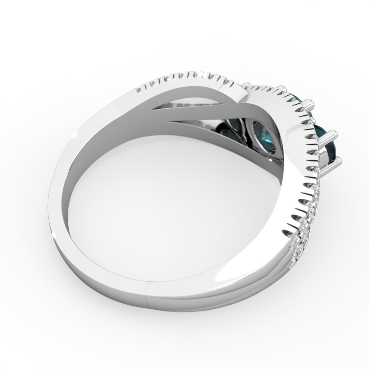 Alexandrite Three Stone Aurora 14K White Gold ring R3080