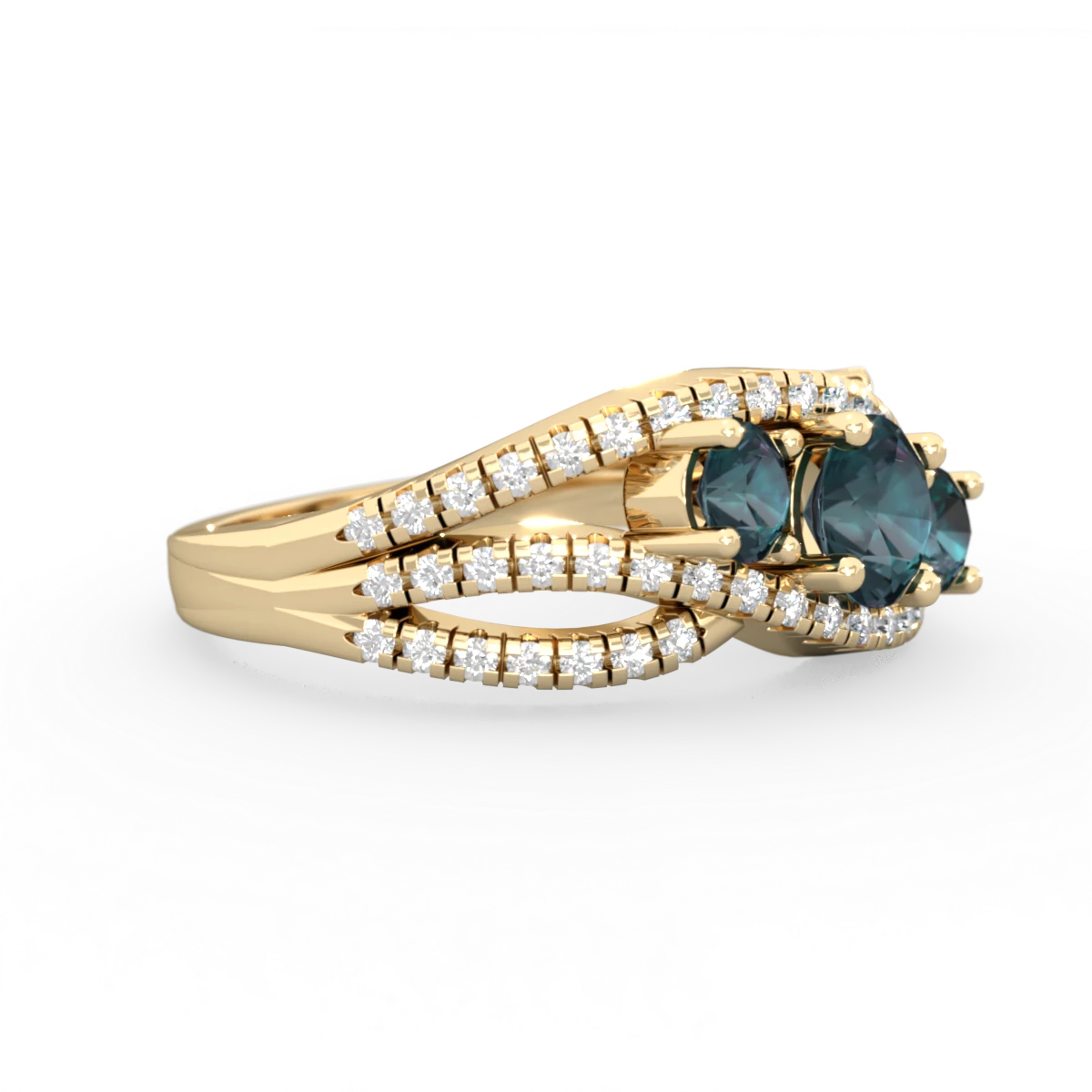 Alexandrite Three Stone Aurora 14K Yellow Gold ring R3080
