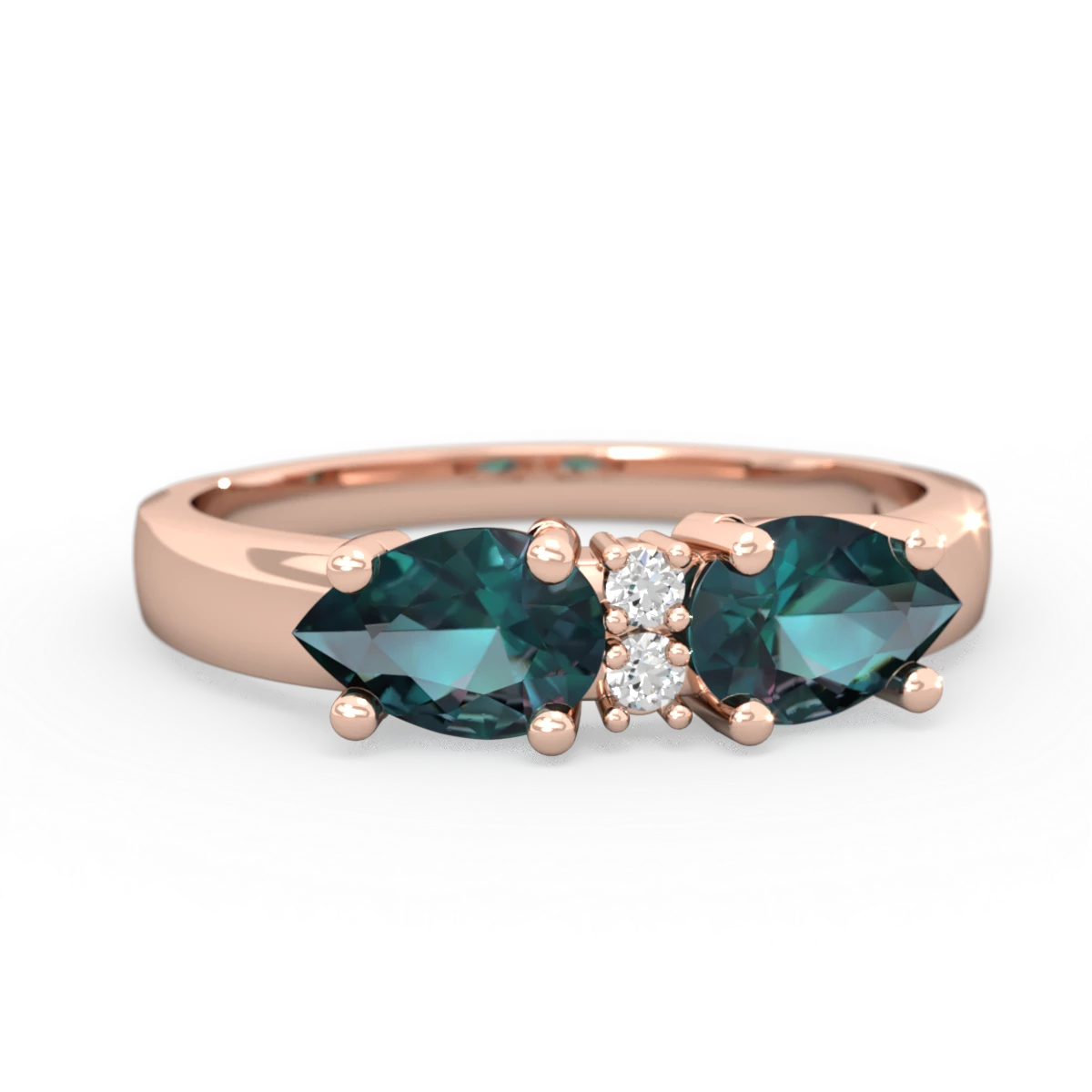 Alexandrite Pear Bowtie 14K Rose Gold ring R0865