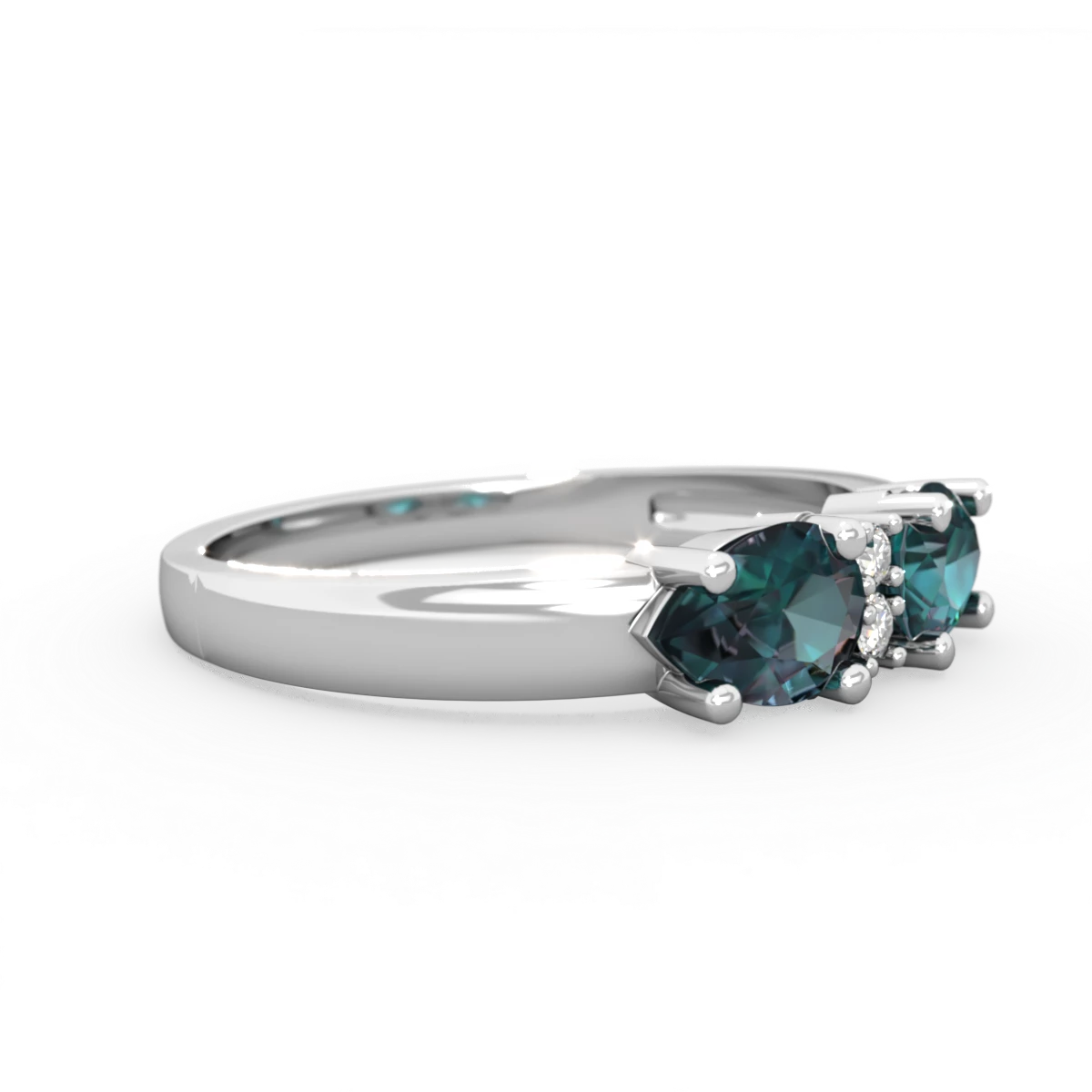 Alexandrite Pear Bowtie 14K White Gold ring R0865