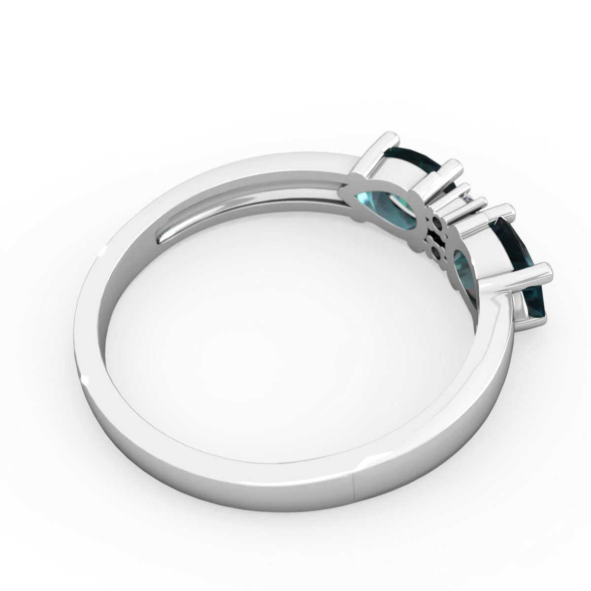 Alexandrite Pear Bowtie 14K White Gold ring R0865